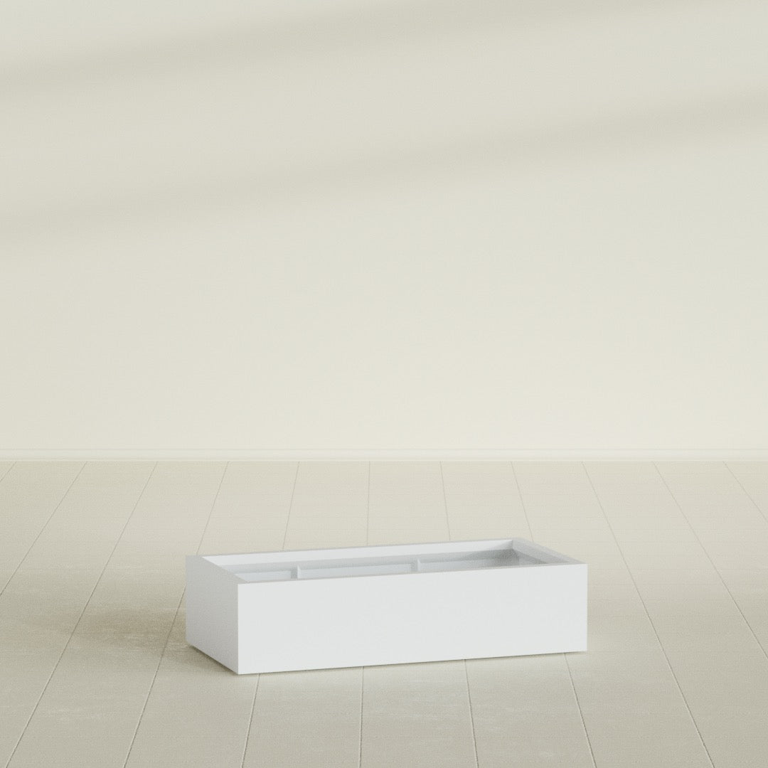 Antwerp Rectangular Planter in Gloss Bright White, 48"L × 24"D × 12"H, shown empty