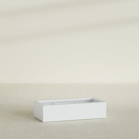 Antwerp Rectangular Planter in Gloss Bright White, 48"L × 24"D × 12"H, shown empty