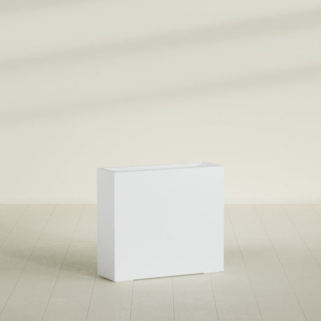Delray Rectangular Planter in Gloss Bright White, 36"L × 12"D × 32"H, shown empty