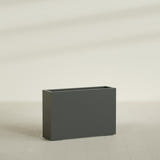 Milano Narrow Rectangular Planter in Matte Charcoal, 36"L × 10"D × 24"H, shown empty