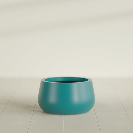 Short Hayden Bowl Planter in Satin Seafoam Green, 16"D × 8"H, shown empty