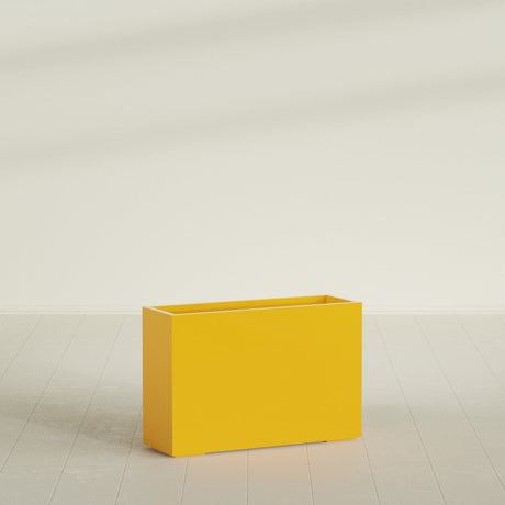 Potsdam Rectangular Planter in Gloss Saffron, 48"L × 16"D × 32"H, shown empty