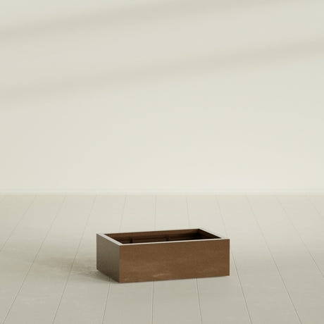 Antwerp Rectangular Planter in Metallic Bronze, 36"L × 24"D × 12"H, shown empty