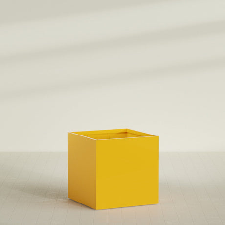 Montroy Cube Planter in Gloss Saffron, 48", shown empty
