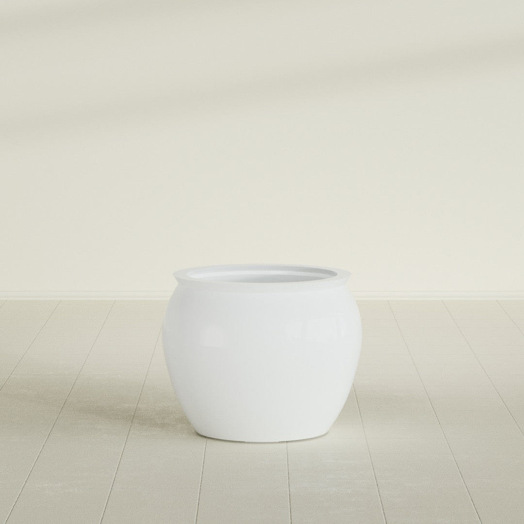 Shanghai Fishbowl Planter in Matte Bright White, 22", shown empty