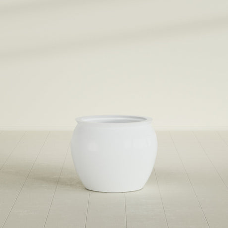 Shanghai Fishbowl Planter in Matte Bright White, 22", shown empty