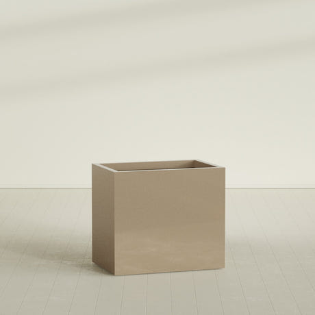 Brisbane Rectangular Planter in Gloss Metallic Gold, 36"L × 24"D × 32"H, shown empty