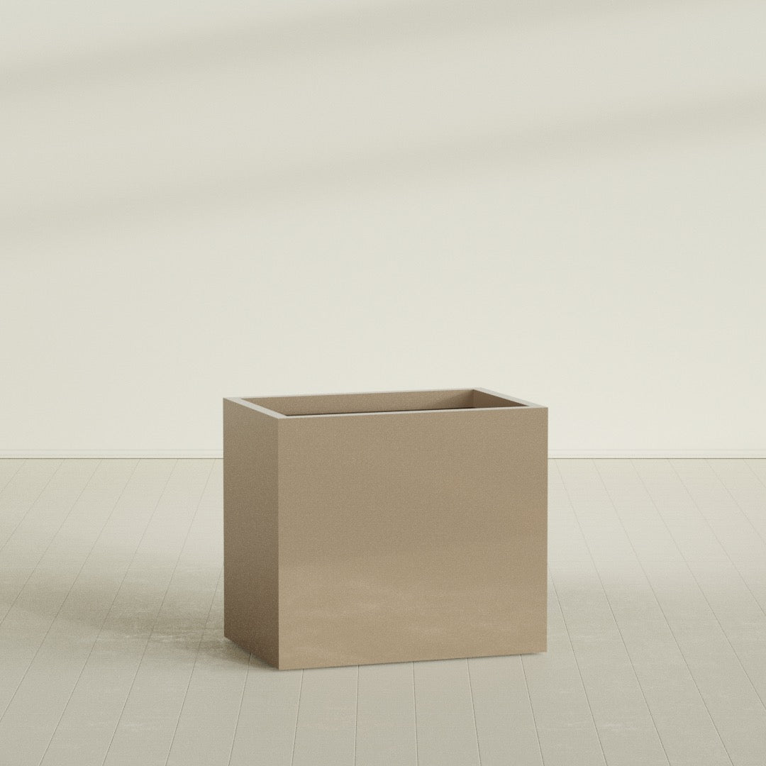 Brisbane Rectangular Planter in Gloss Metallic Gold, 36"L × 24"D × 32"H, shown empty