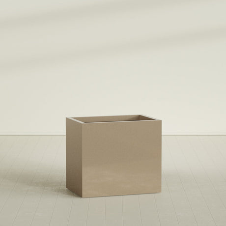Brisbane Rectangular Planter in Gloss Metallic Gold, 36"L × 24"D × 32"H, shown empty
