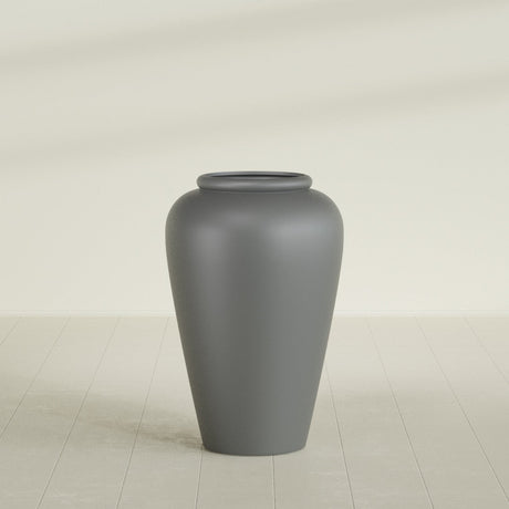 Barà Jar Planter in Matte Gunmetal, 24"D × 37"H, shown empty
