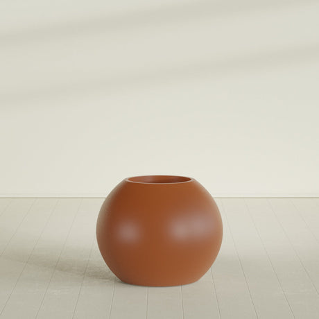 Globe Planter in Matte Terra Cotta, 30"D × 24"H, shown empty