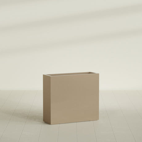 Delray Rectangular Planter in Gloss Metallic Gold, 36"L × 12"D × 32"H, shown empty