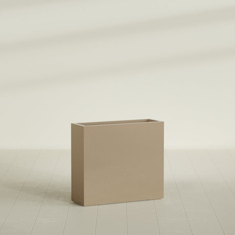 Delray Rectangular Planter in Gloss Metallic Gold, 36"L × 12"D × 32"H, shown empty