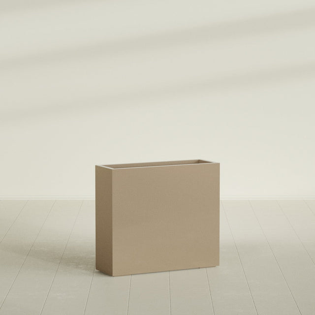 Delray Rectangular Planter in Gloss Metallic Gold, 36"L × 12"D × 32"H, shown empty