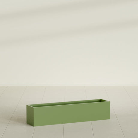 Monaco Rectangle Planter in Satin Green, 32"L, shown empty