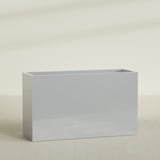 Darwin Rectangular Planter in Metallic Silver, 72"L × 24"D × 42"H, shown empty