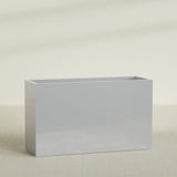 Darwin Rectangular Planter in Metallic Silver, 72"L × 24"D × 42"H, shown empty