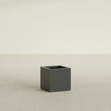 Montroy Cube Planter in Matte Charcoal, 16", shown empty