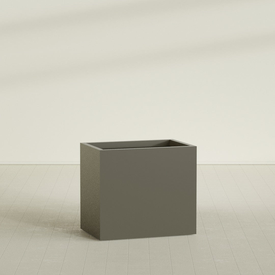 Brisbane Rectangular Planter in Matte Bronze, 36"L × 24"D × 32"H, shown empty
