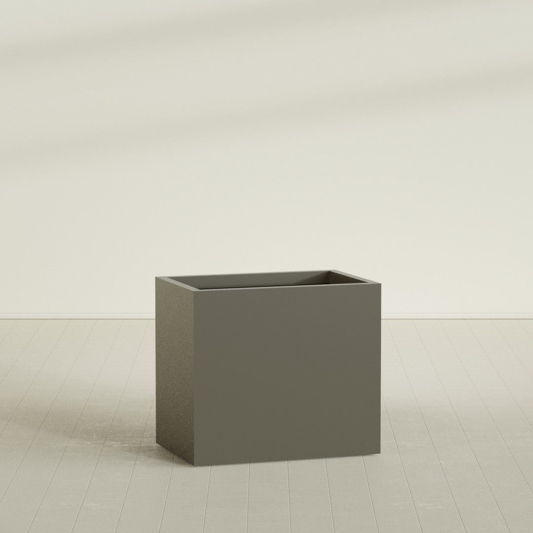Brisbane Rectangular Planter in Matte Bronze, 36"L × 24"D × 32"H, shown empty