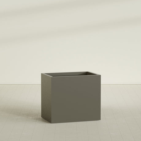Brisbane Rectangular Planter in Matte Bronze, 36"L × 24"D × 32"H, shown empty