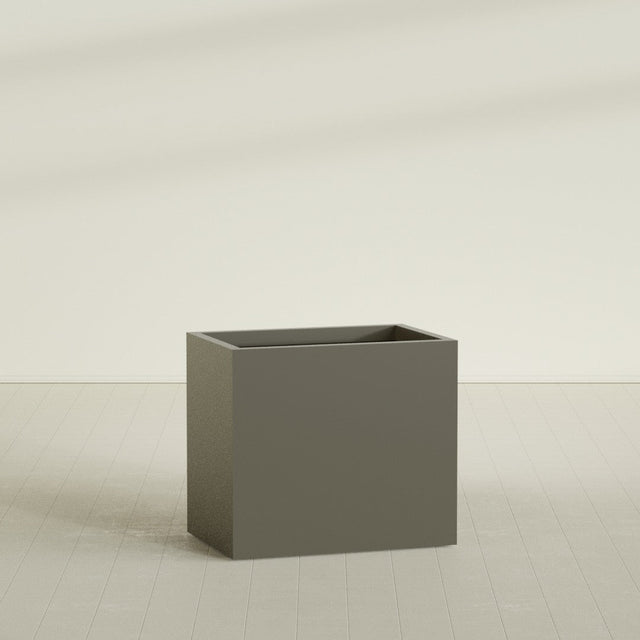 Brisbane Rectangular Planter in Matte Bronze, 36"L × 24"D × 32"H, shown empty
