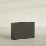 Perth Rectangular Planter in Matte Dark Brown, 60"L × 16"D × 42"H, shown empty
