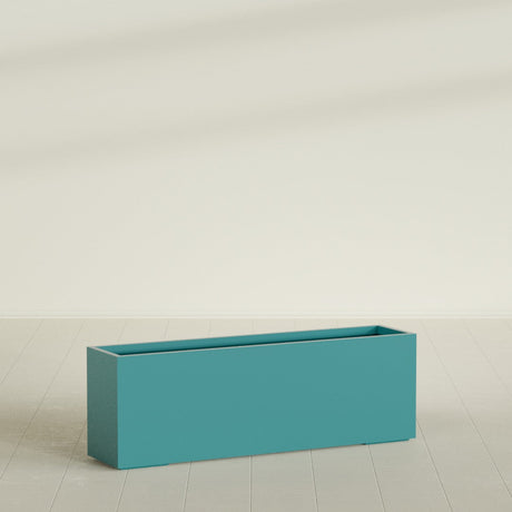Tolga Rectangular Planter in Satin Seafoam Green, 72"L × 16"D × 24"H, shown empty