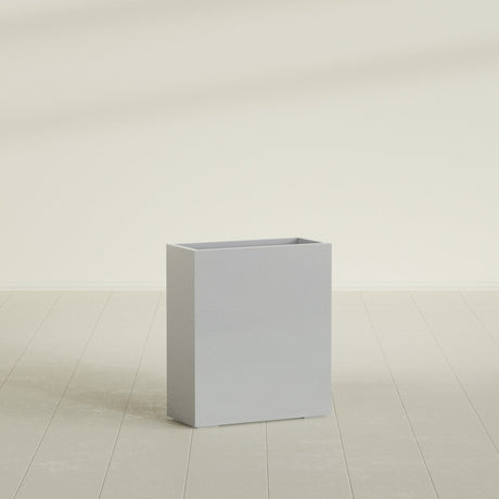 Perth Rectangular Planter in Metallic Silver, 36"L × 16"D × 42"H, shown empty
