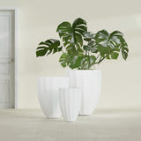 Alicante Fluted Planter in Matte Bright White, 15"D × 21"H, shown empty