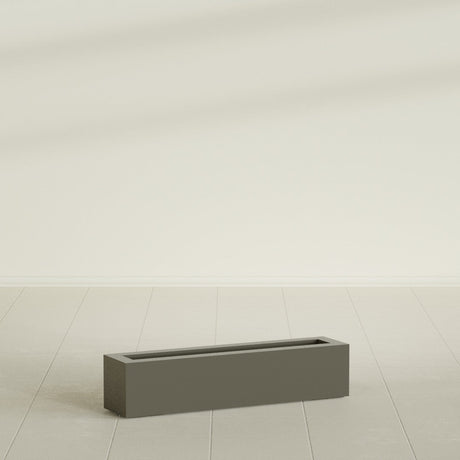 Salon Box Planter in Matte Bronze, 36" Long, shown empty