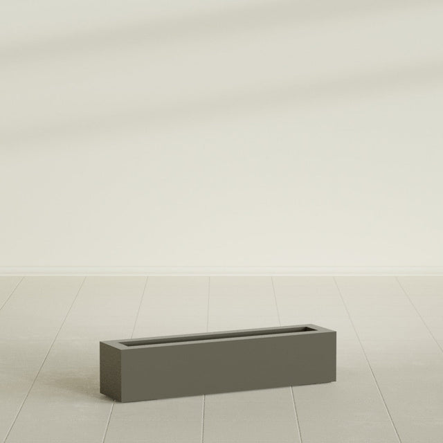 Salon Box Planter in Matte Bronze, 36" Long, shown empty