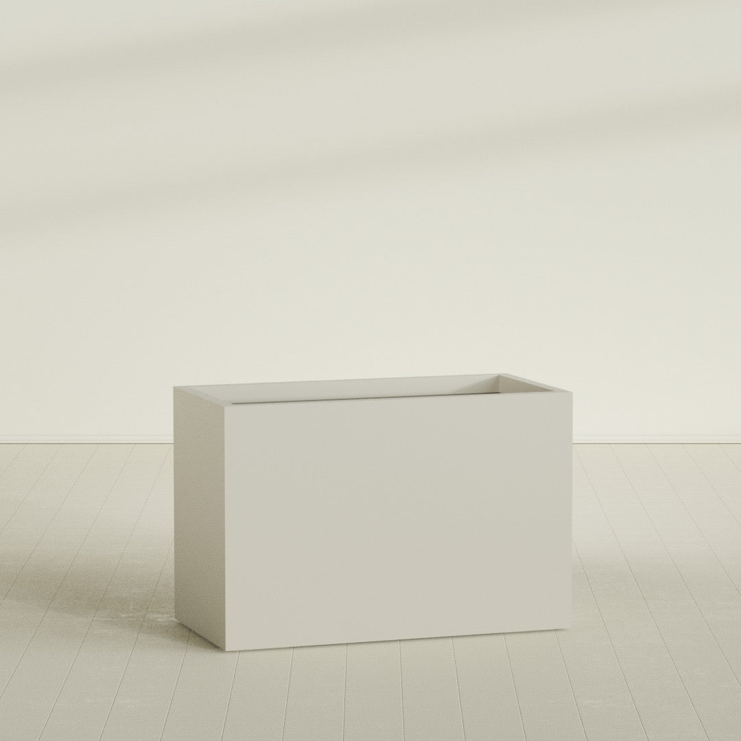 Brisbane Rectangular Planter in Satin Beige, 48"L × 24"D × 32"H, shown empty