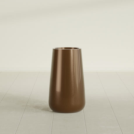 Saigon Tapered Round Planter in Metallic Bronze, 14"D × 30"H, shown empty