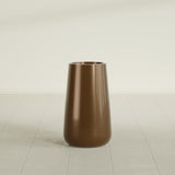 Saigon Tapered Round Planter in Metallic Bronze, 14"D × 30"H, shown empty