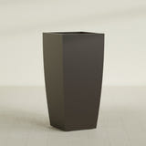 Toulan Tapered Square Planter in Matte Dark Brown, 23"W × 48"H, shown empty