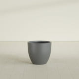 Wannsee Round Planter in Matte Gunmetal, 27"D × 24"H, shown empty