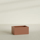 Torino Wide Rectangular Planter in Matte Terra Cotta, 36"L × 24"D × 18"H, shown empty