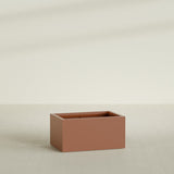 Torino Wide Rectangular Planter in Matte Terra Cotta, 36"L × 24"D × 18"H, shown empty
