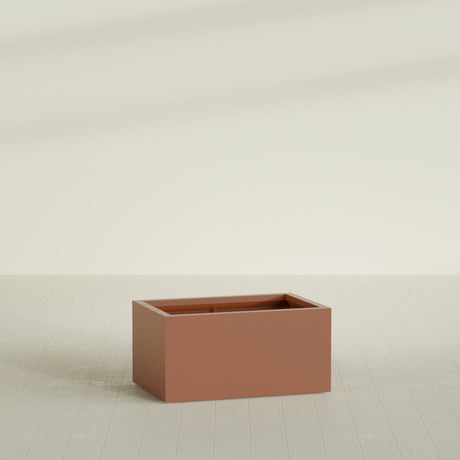 Torino Wide Rectangular Planter in Matte Terra Cotta, 36"L × 24"D × 18"H, shown empty