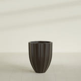 Alicante Fluted Planter in Matte Dark Brown, 22"D × 27"H, shown empty