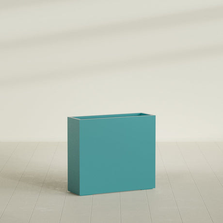 Delray Rectangular Planter in Satin Seafoam Green, 36"L × 12"D × 32"H, shown empty