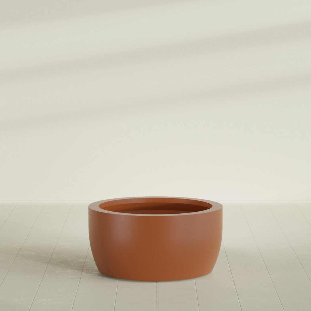 Casablanca Bowl Planter in Matte Terra Cotta, 36"D × 18"H, shown empty
