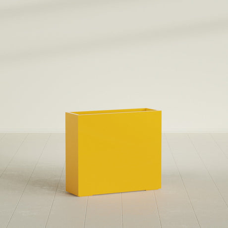 Perth Rectangular Planter in Gloss Saffron, 48"L × 16"D × 42"H, shown empty