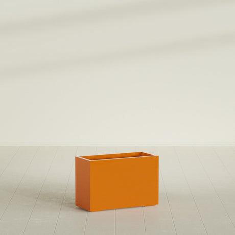 Tolga Rectangular Planter in Gloss Tangerine, 36"L × 16"D × 24"H, shown empty