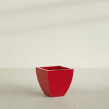 Lima Tapered Square Planter in Gloss Red, 20", shown empty