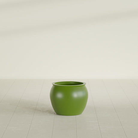 Shanghai Fishbowl Planter in Satin Green, 16", shown empty