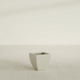 Lima Tapered Square Planter in Satin Beige, 12", shown empty