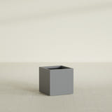 Montroy Cube Planter in Matte Gunmetal, 24", shown empty