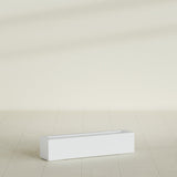 Salon Box Planter in Gloss Bright White, 36" Long, shown empty